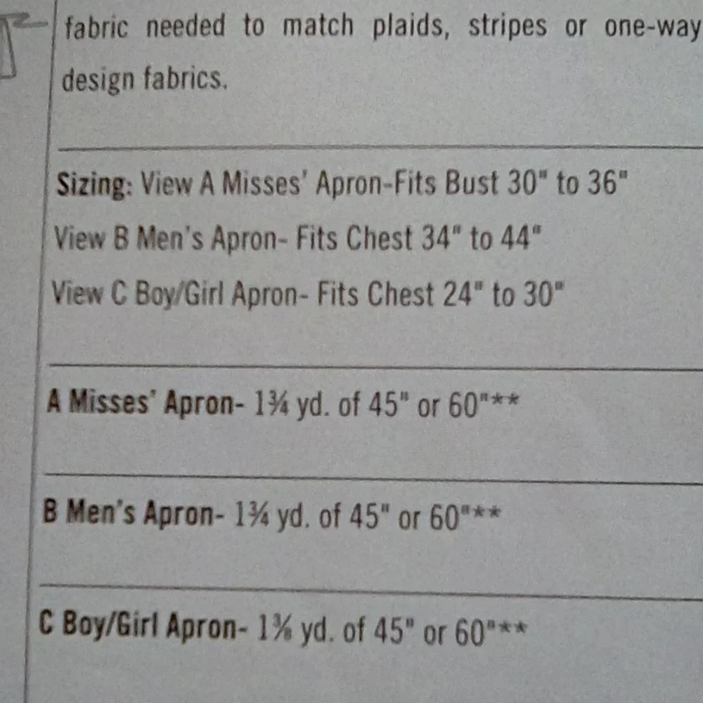 Simplicity 8151 Vintage style apron Men's Misses' child's